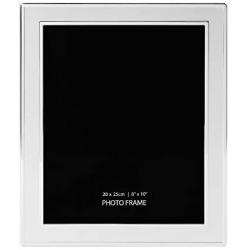 Happy Homewares Contemporary 8" x 10" Matt Silver Picture Frame with Silver Plated Trim