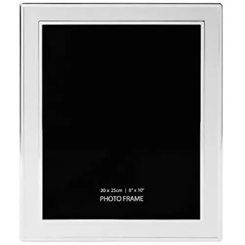 Happy Homewares Contemporary 8&quot x 10&quot Matt Silver Picture Frame with Silver Plated Trim