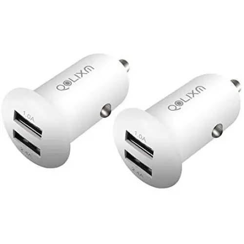 Car Charger, QOLIXM Flush Fit Dual Port USB Car Adapter 2-Port Fast Charging for iPhone, iPad, Samsung, HTC, LG, Smartphone, Tablet, Digital Camera, and More (White 2 Pack) Car Charger, QOLIXM Flush Fit Dual Port USB Car Adapter 2-Port Fast Charging for iPhone, iPad, Samsung, HTC, LG, Smartphone, Tablet, Digital Camera, and More (White 2 Pack)