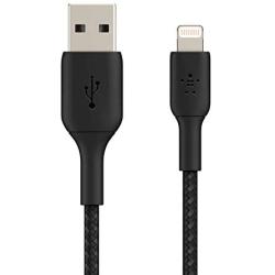 Belkin iPhone Charging Cable (Braided Lightning Cable Tested to Withstand 1000+ Bends) Lightning to USB Cable, MFi-Certified iPhone Charging Cord (3ft/1m, Black) (CAA002bt1MBK)