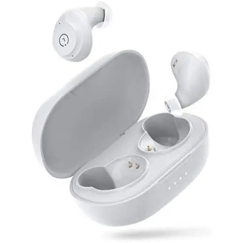 ENACFIRE E60 Bluetooth V5.0 Wireless Earbuds with Wireless Charging Case, 8H Continuous Playtime, IPX8 Waterproof Bluetooth Earbuds for Sports, Apt-X Deep Bass Wireless Headphones, Dual Mics White ENACFIRE E60 Bluetooth V5.0 Wireless Earbuds with Wireless Charging Case, 8H Continuous Playtime, IPX8 Waterproof Bluetooth Earbuds for Sports, Apt-X Deep Bass Wireless Headphones, Dual Mics White