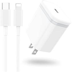 Fast PD Charger Cable 6FT with USB C Plug 18W, LUOATIP Phone Charging Cord + Type C Wall Charger Block Cube Power Delivery Adapter Compatible with iPhone 11 Pro Xs Max XR X 10 8 Plus iPad AirPods Pro