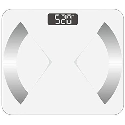 Bluetooth Smart Body Fat Scale with iOS/Android App - Digital Body Bathroom Scale for Body Weight, Body Fat, Water, Muscle Mass, BMR, Bone Mass and Visceral Fat, 400 lbs, White