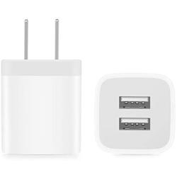 Power-7 USB Wall Charger, 2-Pack 2.1A/5V Dual Port USB Plug Power Adapter Charging Block Cube Compatible with iPhone 11/Xs Max/XR/X, 8/7/6S/6 Plus/5S, Samsung, LG, Moto, Kindle, Android Phones