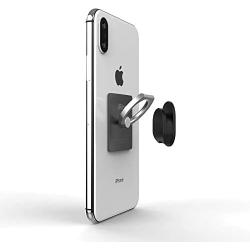 iRing with Hook for car or Wall mounting. Original AAUXX Cell Phone Grip Finger Holder, Mobile Stand, Kickstand, Car Mount Cradle for iPhone, Samsung, Android, Smartphones, Tablets.(Grey)