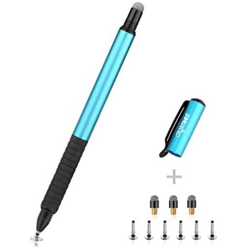 Digiroot Universal Stylus,[2-in-1] Disc Stylus Pen 2019 Updated Touch Screen Pens for All Touch Screens Cell Phones, Tablets, Laptops with 9 Replacement Tips(6 Discs, 3 Fiber Tips) - (Blue)
