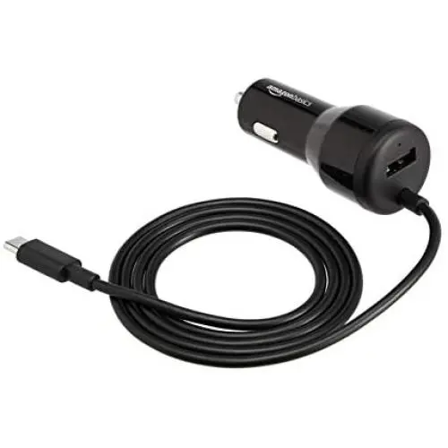 AmazonBasics USB-C Car Charger with 18W USB-C Cable and 12W USB-A Port AmazonBasics USB-C Car Charger with 18W USB-C Cable and 12W USB-A Port