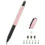 Digiroot Universal Stylus,[2-in-1] Disc Stylus Pen 2019 Updated Touch Screen Pens for All Touch Screens Cell Phones, Tablets, Laptops with 9 Replacement Tips(6 Discs, 3 Fiber Tips) - (Rose Gold)