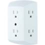 GE 6 Outlet Wall Plug Adapter Power Strip, Extra Wide Spaced Outlets for Cell Phone Charger, Power Adapter, 3 Prong, Multi Outlet Wall Charger, Quick & Easy Install, For Home Office, Home Theater, Kitchen, or Bathroom, UL Listed, White, 50759