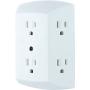 GE 6 Outlet Wall Plug Adapter Power Strip, Extra Wide Spaced Outlets for Cell Phone Charger, Power Adapter, 3 Prong, Multi Outlet Wall Charger, Quick & Easy Install, For Home Office, Home Theater, Kitchen, or Bathroom, UL Listed, White, 50759