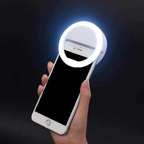 Selfie Ring Light,Hongdayi Clip On Selfie Light for Phone Camera 3-Level Brightness Mini Selfie LED Camera Light for iPhone,iPad,Sumsung Galaxy,Sony, Motorola,Smart Phones,Photography,Video (White)