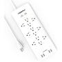 Surge Protector(4000 Joules), POWRUI Power Strip with 12-Outlet and 4 USB Ports(5V/6A, 30W) and 6-Foot Heavy Duty Extension Cord, White