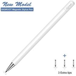 Stylus for iPad, Digiroot Magnetic Disc Stylus Pen 2019 Updated Touch Capacitive Screen Pens for Apple/iPhone/Ipad pro/Mini/Air/Android/Surface with 3 Replacement Tips - (White)