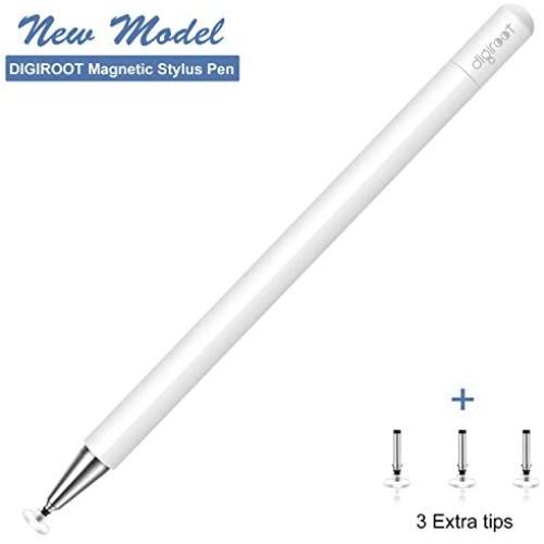 Stylus for iPad, Digiroot Magnetic Disc Stylus Pen 2019 Updated Touch Capacitive Screen Pens for Apple/iPhone/Ipad pro/Mini/Air/Android/Surface with 3 Replacement Tips - (White)