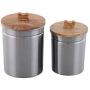 Pet Canisters, Pet Canister for Fresh & Dry Food Storage Container, Steel Canister with Bird Seed, Pet Food Canister for Dog & Cat, Set of 2, Matt