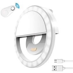 Disnadda Selfie Ring Light,3 Lighting Modes Rechargeable Clip on Selfie Fill Light with 36 Led for iPhone Laptop Android Smart Phone Photography, Camera Video, Girl Makes Up(White)