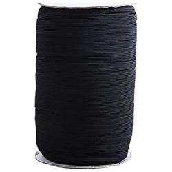 200 Yards Length 1/8 Inch Width Braided Elastic Band Black Elastic String Cord Heavy Stretch High Elasticity Knit Elastic Band for Sewing Craft DIY, Mask