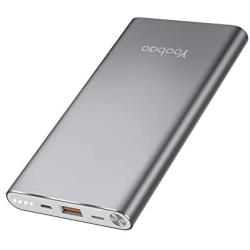 Yoobao Portable Charger 10000mAh Slim Power Bank Powerbank External Cell Phone Battery Backup Charger Battery Pack Dual Input Compatible iPhone 11 X XR Xs Max 8 7 Plus Android Samsung - Gray