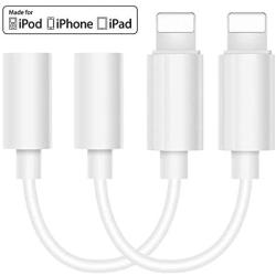 [Apple MFi Certified] 2 Packs Lightning to 3.5mm Headphone Jack Adapter for iPhone Dongle Earplug Jack Aux Connector, Compatible with iPhone 7/7 Plus/8/8 Plus/X/Xs/Xs Max/XR Support iOS 13