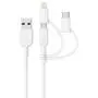 Anker Powerline II 3-in-1 Cable, Lightning/Type C/Micro USB Cable for iPhone, iPad, Huawei, HTC, LG, Samsung Galaxy, Sony Xperia, Android Smartphones, and More(3ft, White)