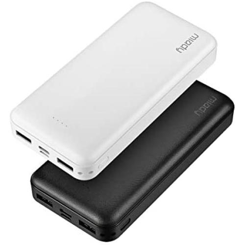 2-Pack Miady 20000mAh Portable Charger Power Bank, Dual USB Output and USB-C Input, Fast Charging Battery Pack Charger for iPhone X, Galaxy S9, Pixel 3 and etc