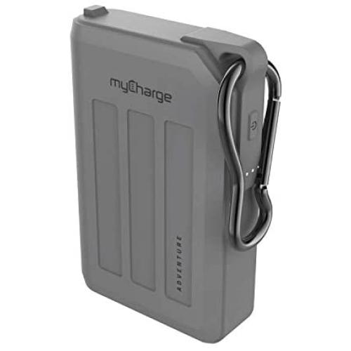 myCharge Adventure Portable Charger Waterproof Power Bank 10050mAh Dual USB Rugged Outdoor External Battery Pack for Camping Accessories, Cell Phone (iPhone, Android for Samsung Galaxy) - Grey