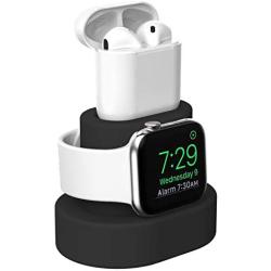 Moretek Charger Stand for Apple Watch 38mm 42mm 40mm 44mm iWatch Series 1 2 3 4 5 Apple Watch Charging Stand Holder, AirPods Accessory Charger Dock (Black)