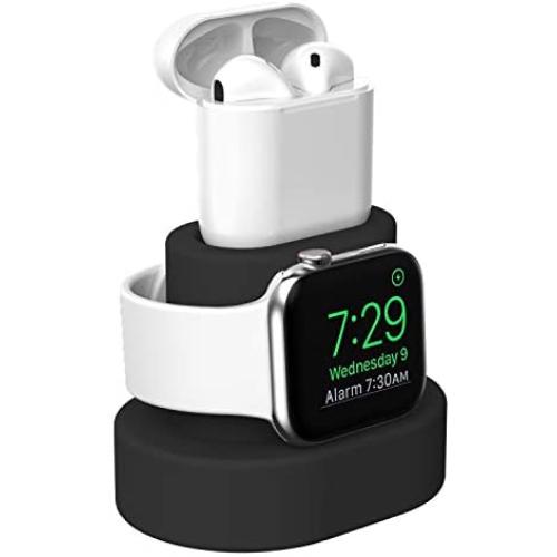 Moretek Charger Stand for Apple Watch 38mm 42mm 40mm 44mm iWatch Series 1 2 3 4 5 Apple Watch Charging Stand Holder, AirPods Accessory Charger Dock (Black)