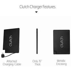 Clutch Charger Ultra Thin and Small Power Bank With Attached Cable, High-Speed Portable Smartphone Charger Compatible with iPhone, iPad and AirPods