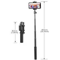 Smatree Extendable Bluetooth Selfie Stick Compatible for iPhone 11/11 Pro/11 Pro Max/Xs MAX/XR/XS/X/8/8P/7/7P/6s/6, Galaxy S9/S8/S7, Huawei Smart Phones