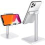 Cell Phone Stand, OMOTON Adjustable Phone Stand, Upgraded Height Increasing Desk Phone Holder for iPhone SE 2/11/ 11 Pro/XS Max, Samsung Galaxy S20/ S10 and Other Phones (3.5-7.0-Inch), Silver