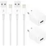 FetchPower USB Wall Charger Adapter Plug with Cable Compatible with iPhone X /8 Plus /7 Plus /6s/6 Plus/6s Plus/5/5s/5c/XS/XR/XS Max, iPods and iPads (2 Pack)