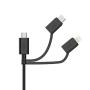Apple MFI Certified 3-in-1 Cable, Lightning/Type C/Micro USB Cable for iPhone, iPad, Huawei, HTC, LG, Samsung Galaxy, Sony Xperia, Android Smartphones, iPad Pro 2018 and More 3 in 1 Black(3FT)