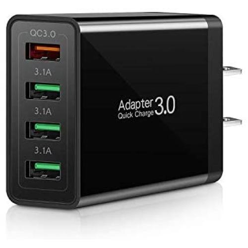 QC 3.0 Wall Charger, 4-Ports USB Wall Charger, iSeekerKit QC 3.0 Charger with Fast USB Adaptive Adapter Block Compatible 10W Wireless Charger Galaxy S9 S8 Note 8 9,Tablet,iPhone,iPad