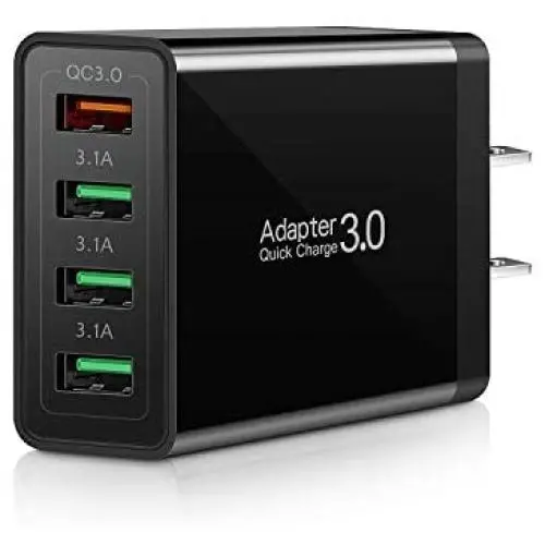QC 3.0 Wall Charger, 4-Ports USB Wall Charger, iSeekerKit QC 3.0 Charger with Fast USB Adaptive Adapter Block Compatible 10W Wireless Charger Galaxy S9 S8 Note 8 9,Tablet,iPhone,iPad