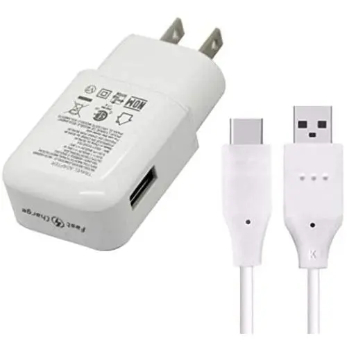 Fast Charger Compatible LG Stylo 4 G5 G6 G7 G8 V20 V30 V35 V30S V40 ThinQ Plus,Samsung Galaxy S8 Plus S9 S9+ S10 Active Note 8 Note 9,Moto Z Z2 Plus and More, USB Type C Cable with Charger Adapter