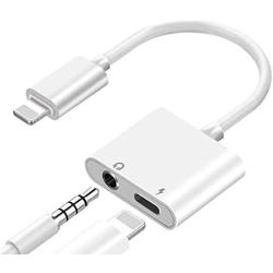 Headphone Adapter for iPhone Dongle Charger Jack AUX Audio Cable 3.5 mm Connector Splitter with iPhone 7/7 Plus/8/8 Plus/X/XS/XR/10/XS MAX /11 Pro Earphone Accessory Compatible All OS Systems