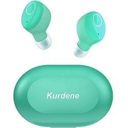 Kurdene Small Wireless Earbuds,Bluetooth Earbuds with Charging Case Bass Sounds IPX8 Waterproof Sports Headphones with Mic Touch Control 24H Playtime for iPhone/Samsung/Android-Grass Blue