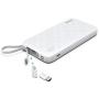 ROMOSS 10000mAh Portable Charger with Built-in Cable, 3 Input & 3 Output Power Bank with Type-C Adapter Compatible for iPhone 11, iPhone Xs, iPhone 8, iPhone 7, Samsung S20