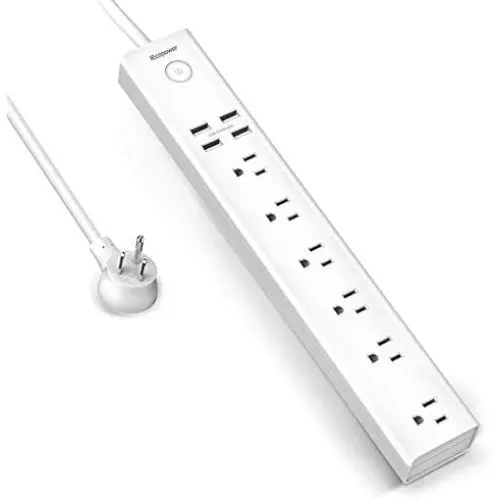 IECOPOWER Surge Protector Power Strip with 4 Fast Charging USB Port,Desktop Charging Station 4.5 ft Extension Cord for Cruise Ship, Office and Dorm Room Multi Plug Extender (White) IECOPOWER Surge Protector Power Strip with 4 Fast Charging USB Port,Desktop Charging Station 4.5 ft Extension Cord for Cruise Ship, Office and Dorm Room Multi Plug Extender (White)