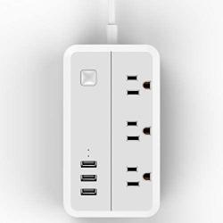 Desktop Power Strip Charging Station with 3 Fast Charge USB Ports 3 AC Outlets Extension Cord for Home, Office or Travel | Resourceful Power (White)