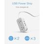 Small Flat Plug Power Strip with 3 USB Ports, TESSAN 2 Outlet Portable Plug Strip with 3 Feet Extension Cord, Mini Nightstand Desktop Charging Station Hub for Dorm Room Cruise Travel Accessories