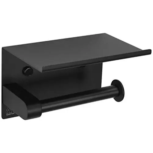 Wahtool Toilet Paper Holder and Shelf 304 Stainless Steel Bathroom Accessories, Paper Roll Holder or Smartphone Shelf, Wall Mounted for Bathroom, Black Matte Wahtool Toilet Paper Holder and Shelf 304 Stainless Steel Bathroom Accessories, Paper Roll Holder or Smartphone Shelf, Wall Mounted for Bathroom, Black Matte