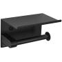 Wahtool Toilet Paper Holder and Shelf 304 Stainless Steel Bathroom Accessories, Paper Roll Holder or Smartphone Shelf, Wall Mounted for Bathroom, Black Matte