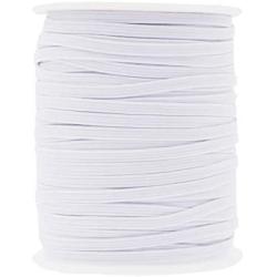 Mandala Crafts Flat Elastic Band, Braided Stretch Strap Cord Roll for Sewing and Crafting; 1/8 inch 3mm 50 Yards White