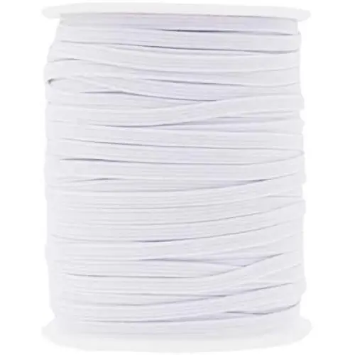 Mandala Crafts Flat Elastic Band, Braided Stretch Strap Cord Roll for Sewing and Crafting; 1/8 inch 3mm 50 Yards White Mandala Crafts Flat Elastic Band, Braided Stretch Strap Cord Roll for Sewing and Crafting; 1/8 inch 3mm 50 Yards White