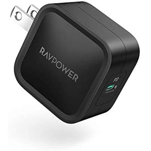 USB C Wall Charger, RAVPower 30W PD 3.0 GaN Tech Type C Fast Charging Power Delivery Foldable Adapter, Compatible with iPhone 11 Pro Max XR XS X SE 2, MacBook Air iPad Pro, Galaxy, Nintendo and More