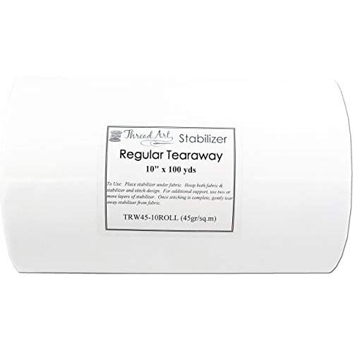 Threadart Tearaway Embroidery Stabilizer | 1.6 oz Medium Weight | 10" x 100 yd roll | For Machine Embroidery | Also Available Over 20 Additional Styles of Cutaway, Washaway, Tearaway, Sticky in Rolls and Precut Sheets