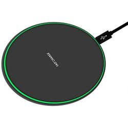 Wireless Charger Black Fast Ultra Slim 10W Wireless Charging Station Qi-Certified，Universal Wireless Charging Station Pad Compatible for Smart Phones and Other QI Devices(No AC Adapter，1 Pack)