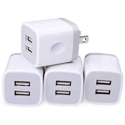 USB Wall Charger, Cube Charger 2 Port Charging Box 4Pack 2.1A/5V Home Travel Charger Plug USB Power Adapter Charging Station Base for iPhone 11 Pro Max XR XS X 8 7 6 6S Plus 5S 5, iPad, iPod, Samsung